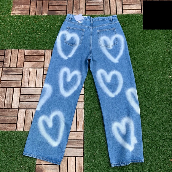 Adika heart loose denim jeans sz 32 - Picture 3 of 5